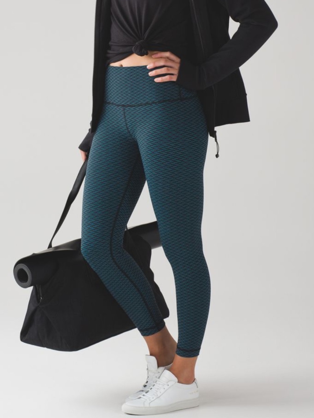 Lululemon Athletica High Times 7/8 Leggings Score Jacquard Black Indian Ocean 10